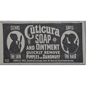 2 x 1916 + 1917 Cuticura Soap and Ointment Advertisement Hair Skin Beauty